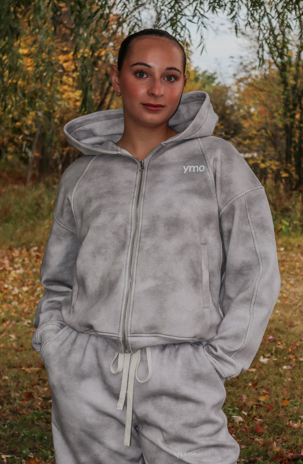 Sweat à capuche zippé gris ymo