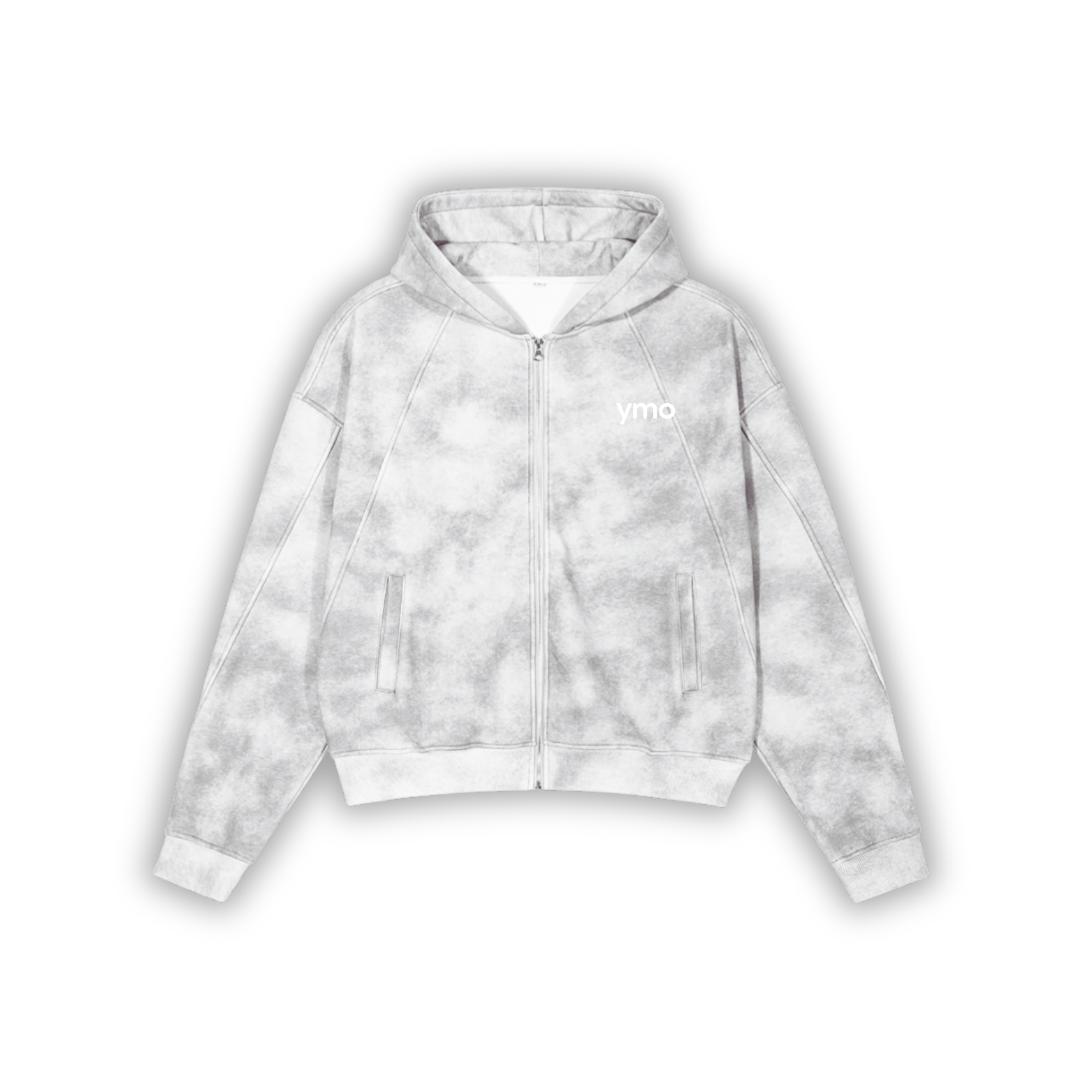 YMO Flower Gray Zip Hoodie